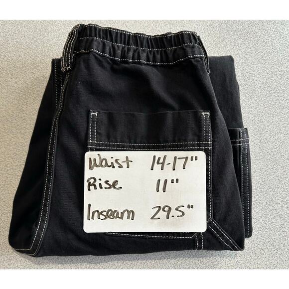 BDG Urban Outfitters Womens Sz 29 Wide Leg Cargo Skate Jeans Black Elastic Waist - Picture 8 of 13